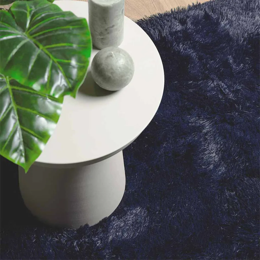 Tapis shaggy à poils longs NAVARRA bleu marine 160x160 cm - 8