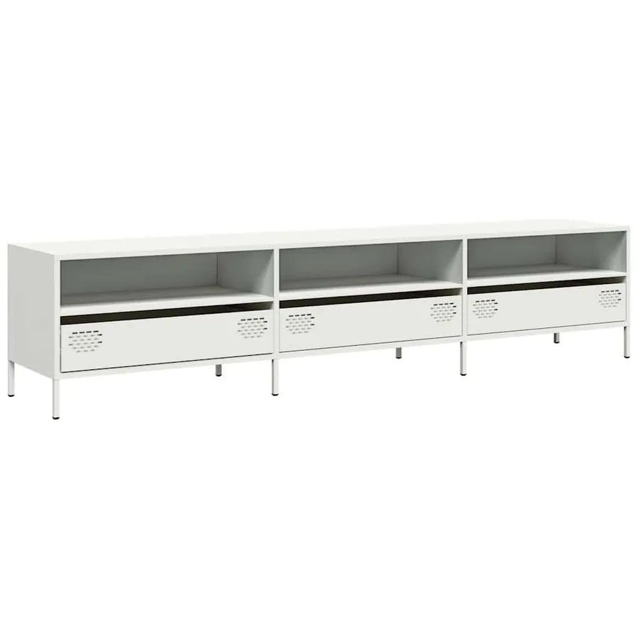 Meuble TV blanc 202x39x43,5 cm acier laminé à froid - 2