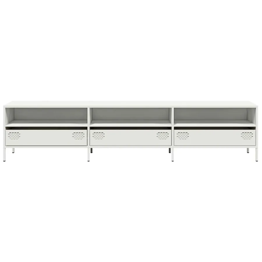Meuble TV blanc 202x39x43,5 cm acier laminé à froid - 4