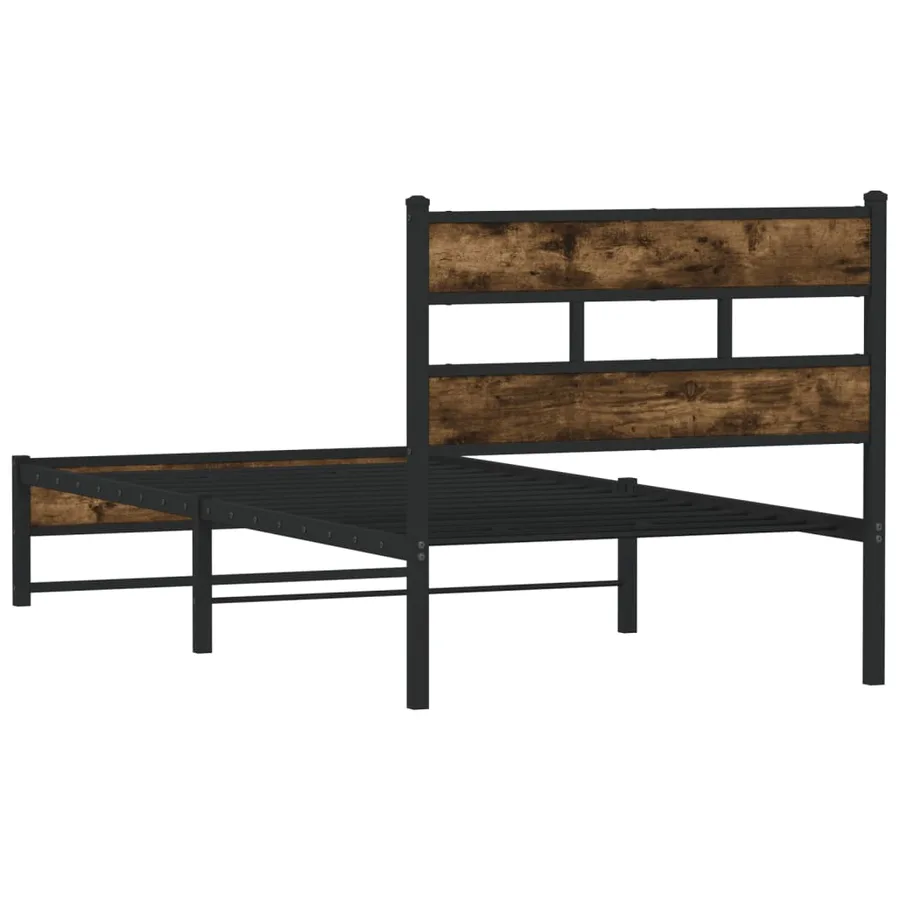 Cadre de lit en métal sans matelas chêne fumé 90x190 cm - 6