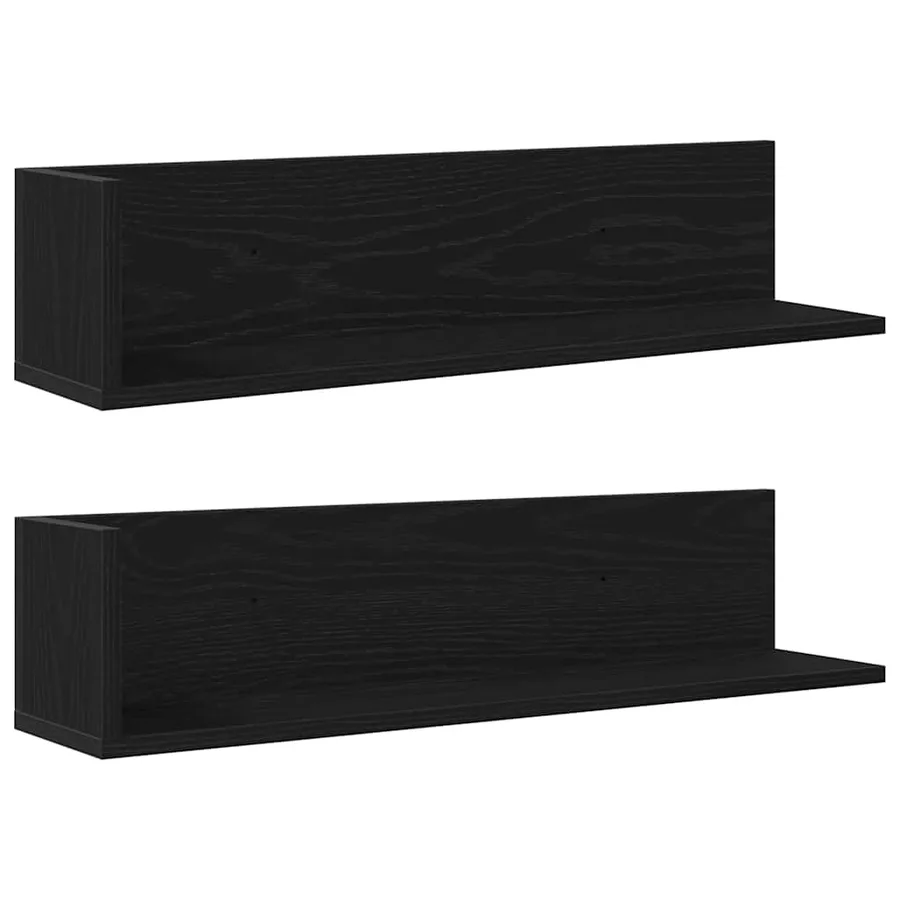 Étagères murales 2 pcs noir 75x16,5x16,5 cm bois d'ingénierie - 2