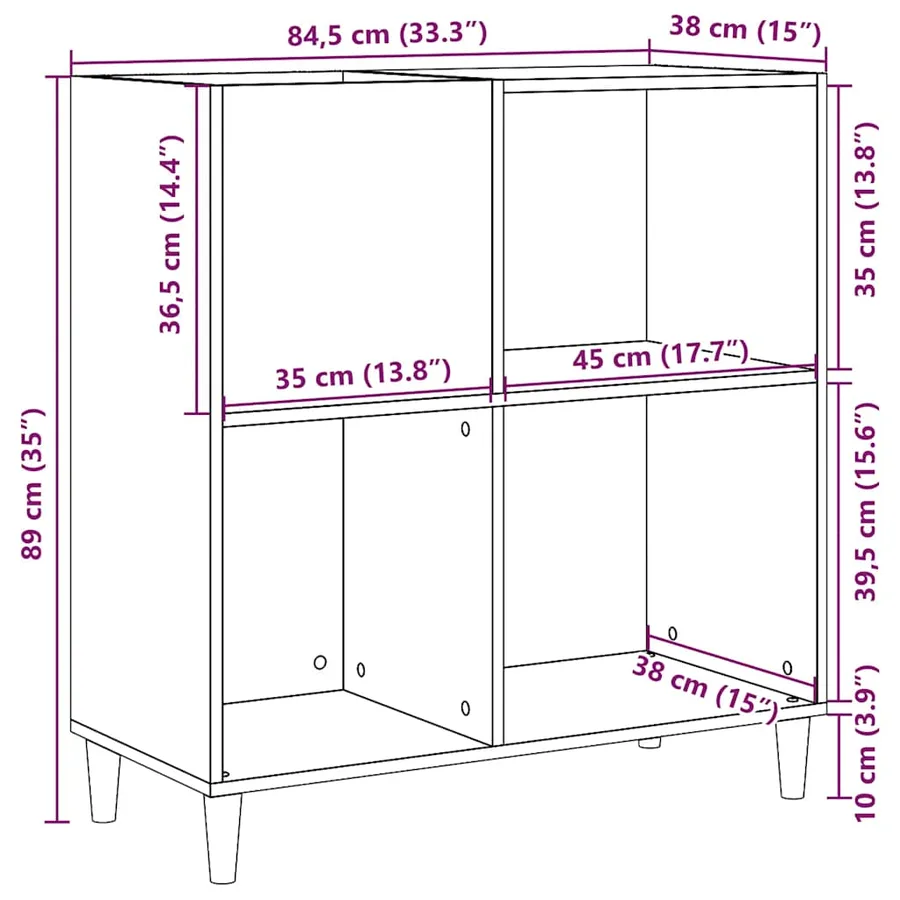 Armoire à disques vieux bois 84,5x38x89 cm bois d'ingénierie - 10