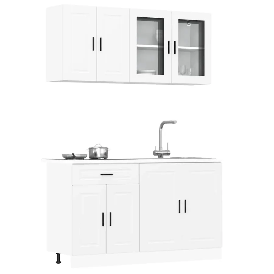 Ensemble de 4 meubles de cuisine "Porto" en bois d'ingénierie blanc