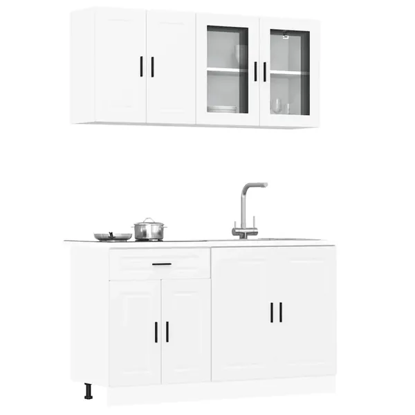 Ensemble de 4 meubles de cuisine "Porto" en bois d'ingénierie blanc