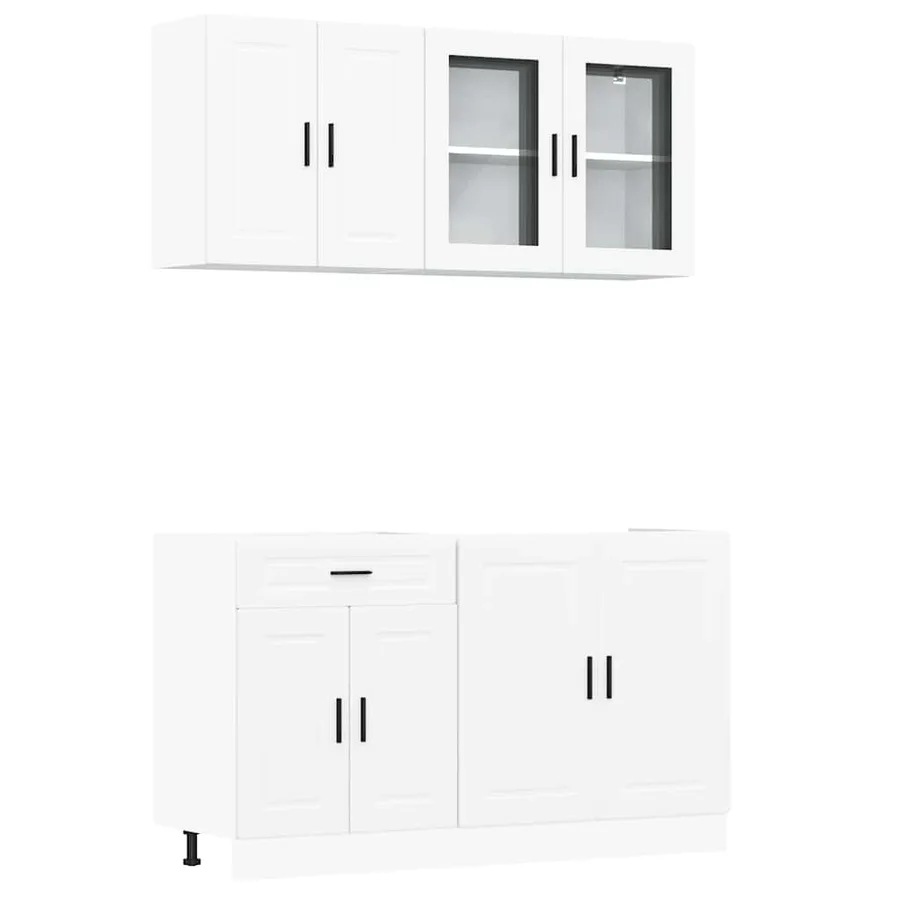 Ensemble de 4 meubles de cuisine "Porto" en bois d'ingénierie blanc - 2