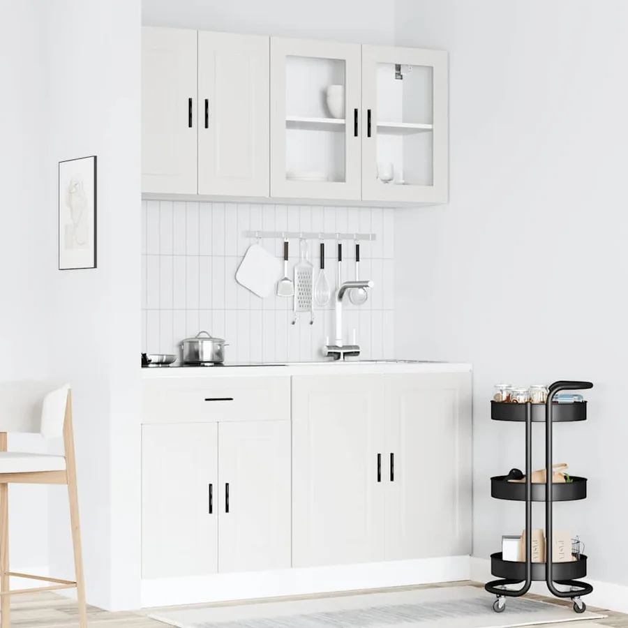 Ensemble de 4 meubles de cuisine "Porto" en bois d'ingénierie blanc - 3