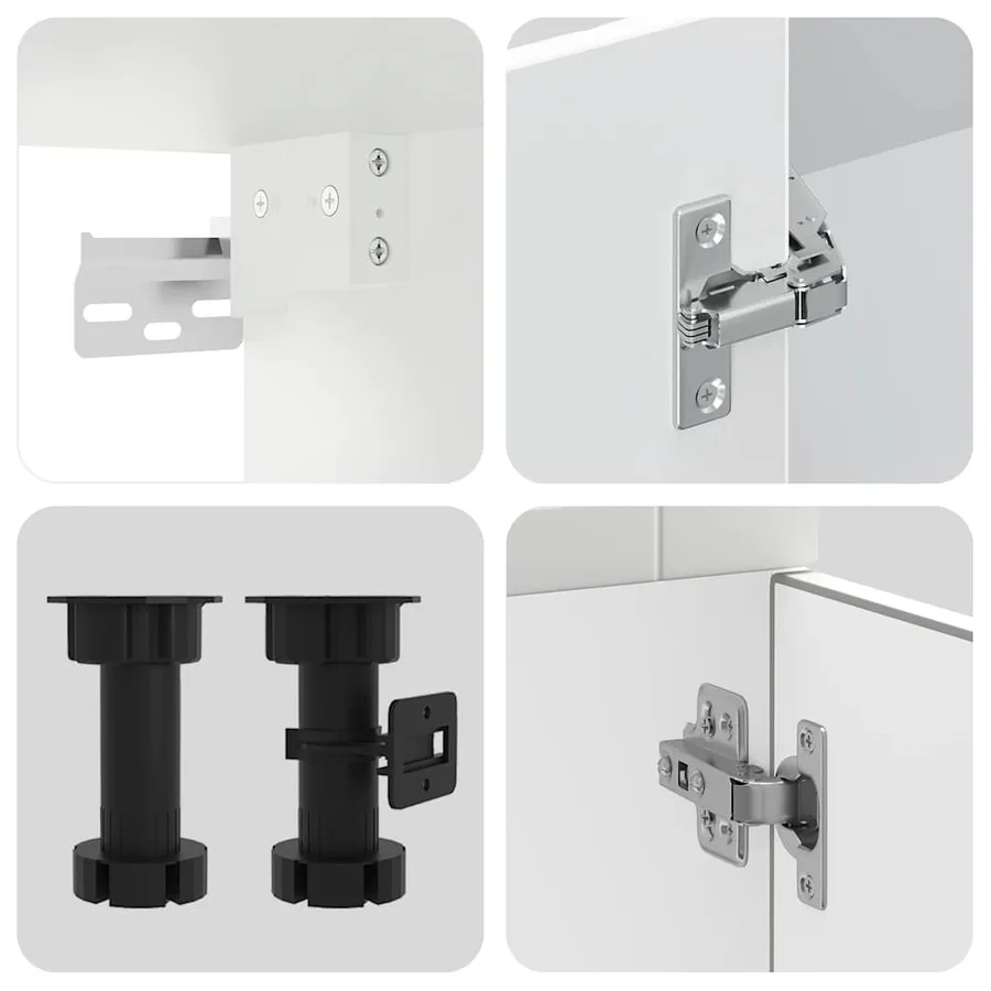 Ensemble de 4 meubles de cuisine "Porto" en bois d'ingénierie blanc - 6