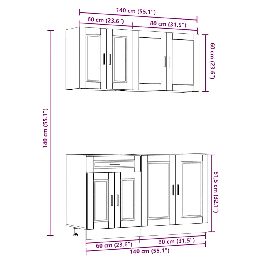 Ensemble de 4 meubles de cuisine "Porto" en bois d'ingénierie blanc - 9