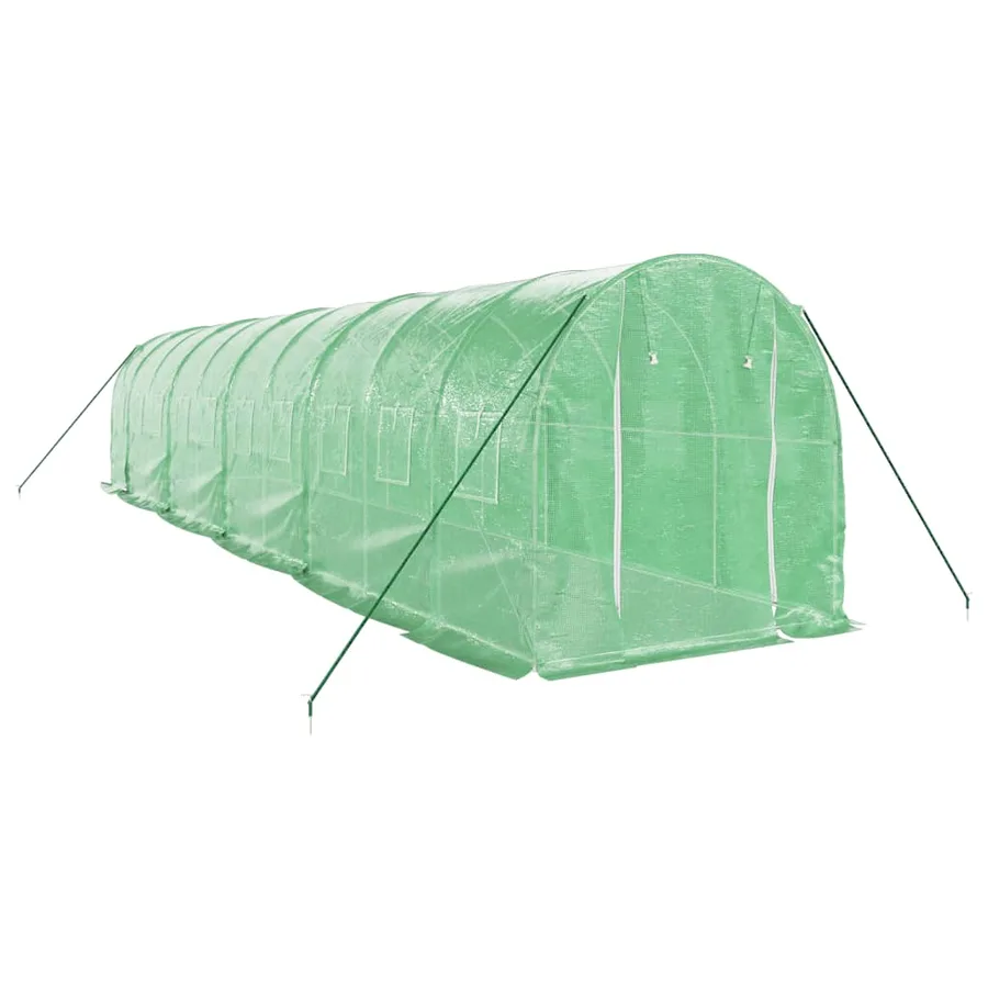 Serre avec cadre en acier vert 20 m² 10x2x2 m - 3
