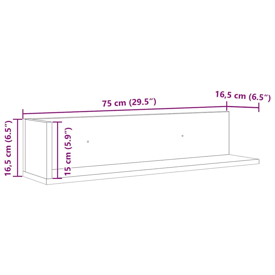 Étagères murales 2 pcs chêne artisanal 75x16,5x16,5 cm - 11