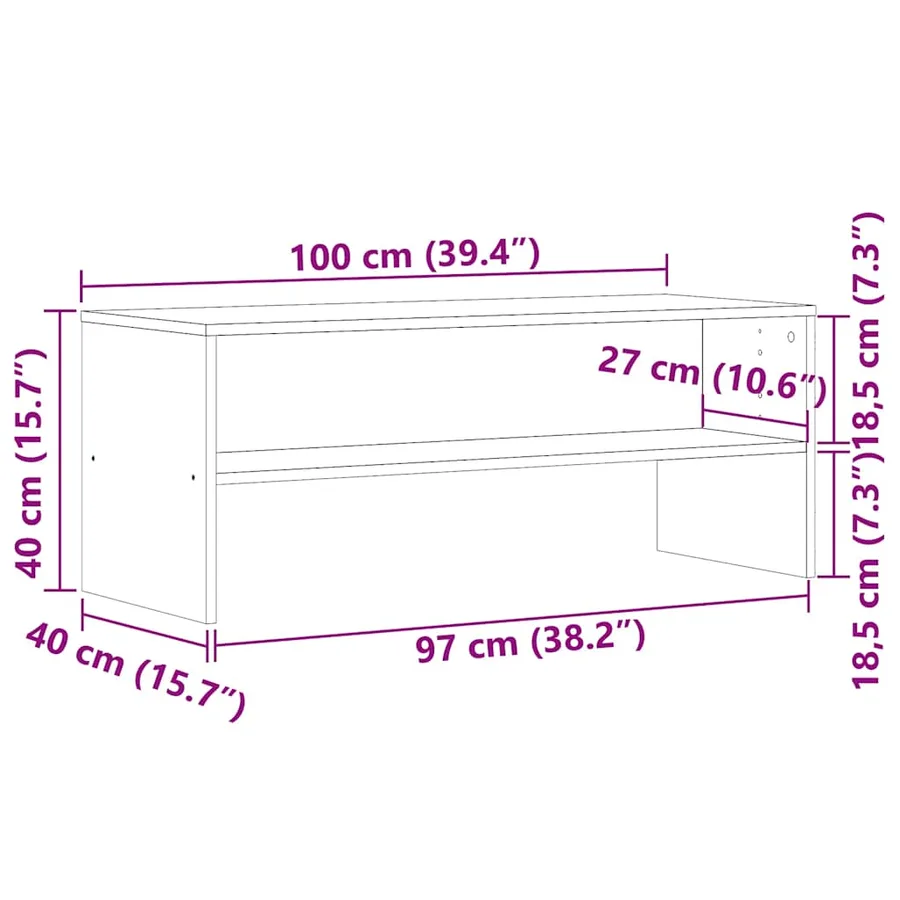 Meuble TV vieux bois 100x40x40 cm bois d'ingénierie - 9