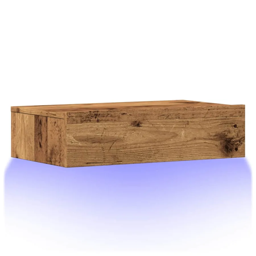 Meuble TV avec éclairage LED vieux bois 60x35x15,5 cm - 3