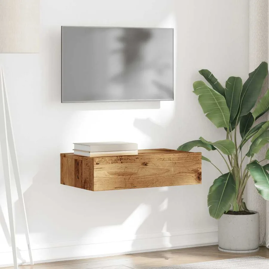 Meuble TV avec éclairage LED vieux bois 60x35x15,5 cm - 5