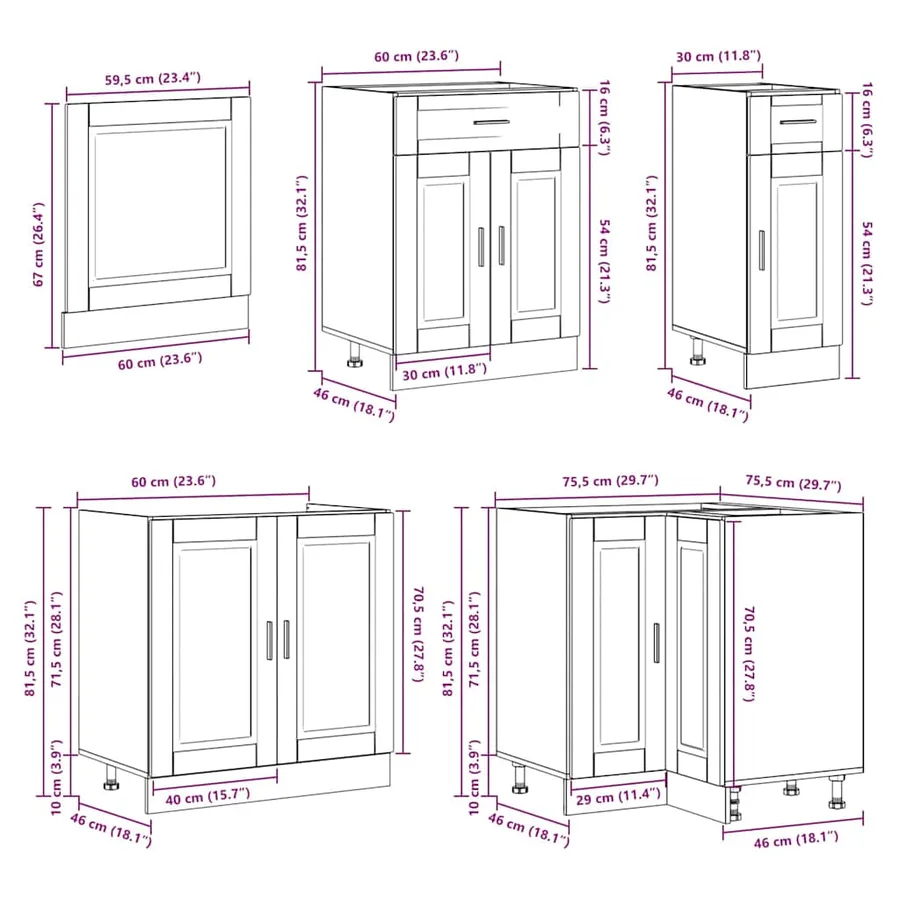 Ensemble d'armoires cuisine 11pcs Porto blanc bois d'ingénierie - 10
