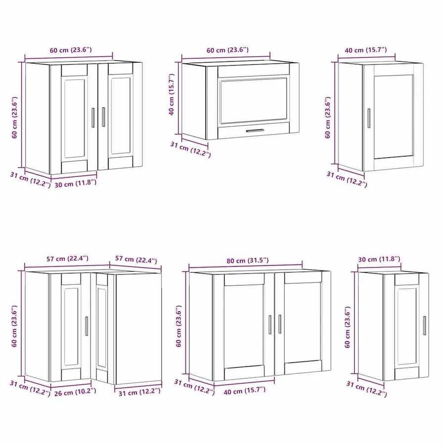 Ensemble d'armoires cuisine 11pcs Porto blanc bois d'ingénierie - 11