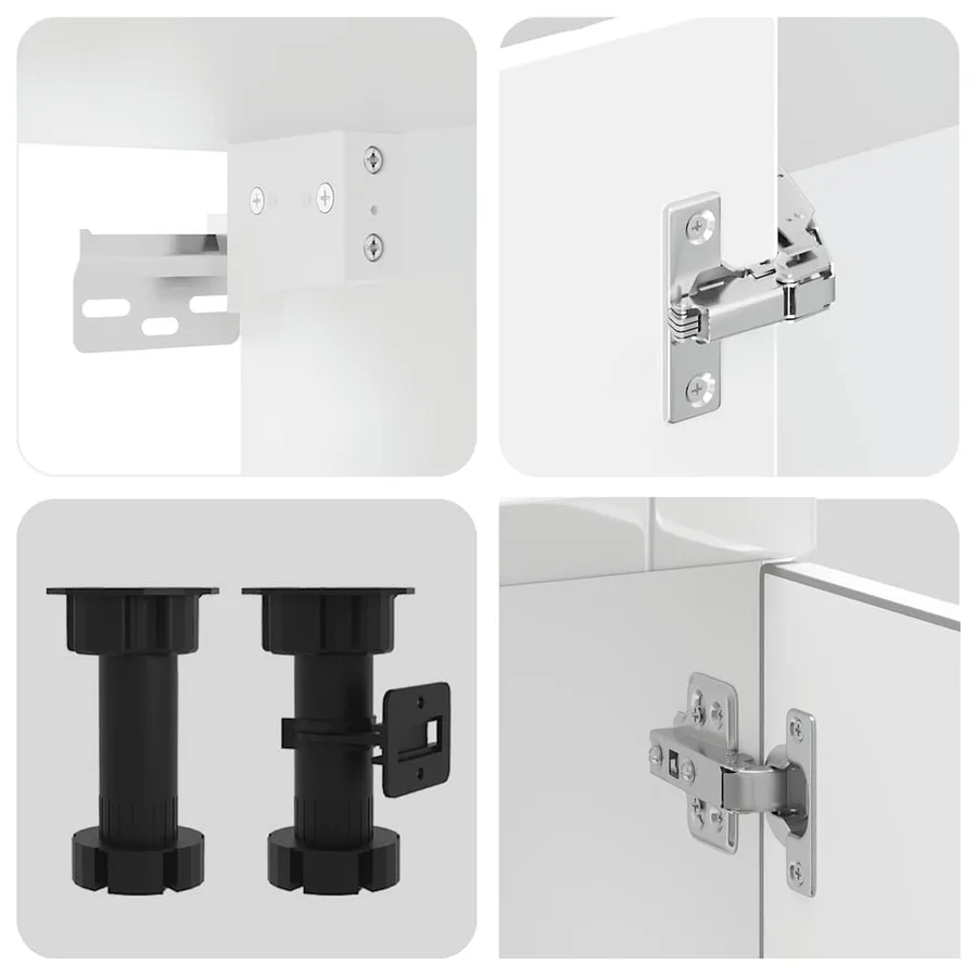 Ensemble de 4 meubles de cuisine "Porto" en bois d'ingénierie blanc brillant - 6