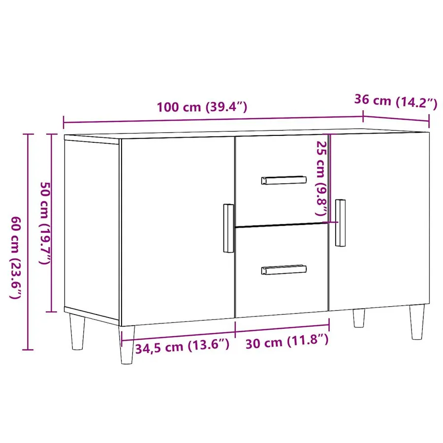 Buffet vieux bois 100x36x60 cm bois d'ingénierie - 10