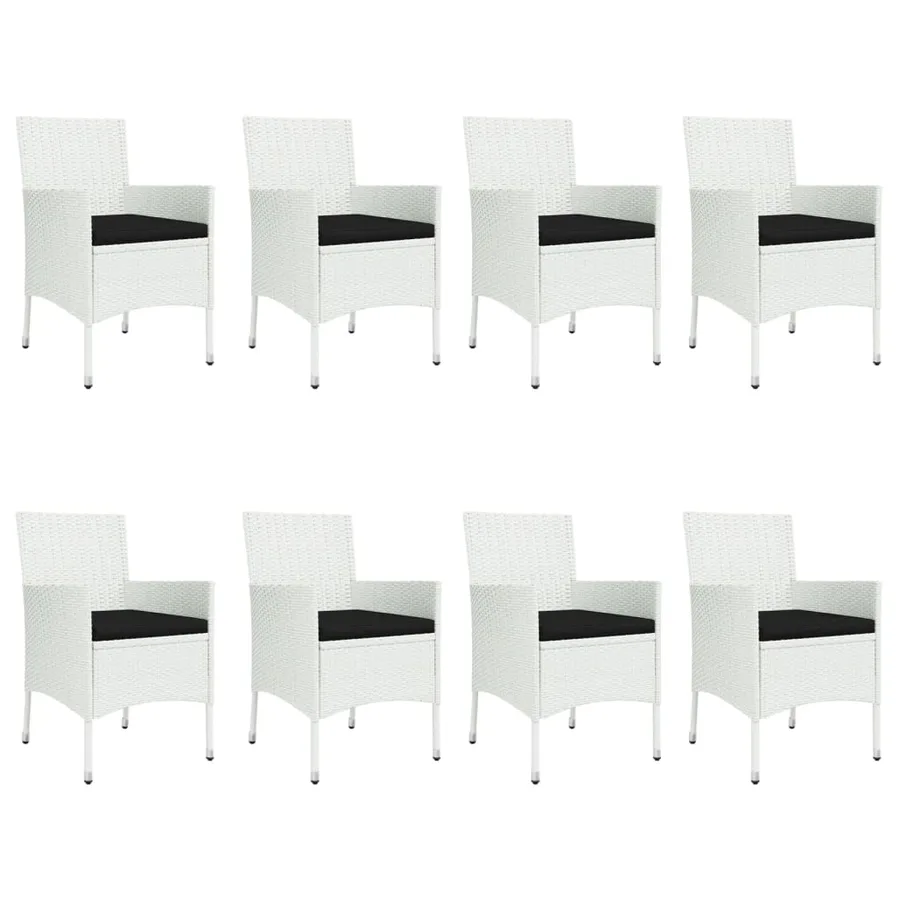 Ensemble à manger de jardin et coussins 9 pcs blanc poly rotin - 4