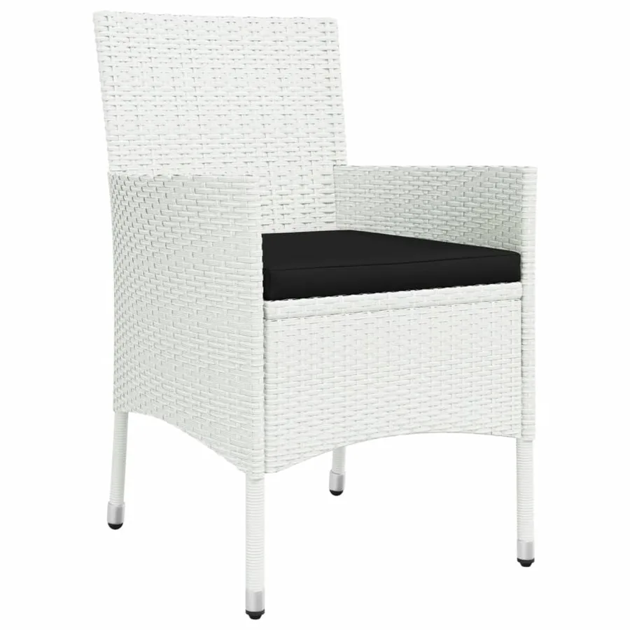 Ensemble à manger de jardin et coussins 9 pcs blanc poly rotin - 5