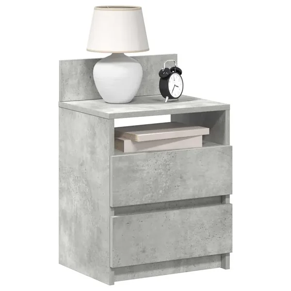 Table de chevet à 2 tiroirs Gris béton 40x33x60 cm