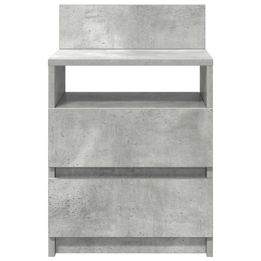 Table de chevet à 2 tiroirs Gris béton 40x33x60 cm - 4