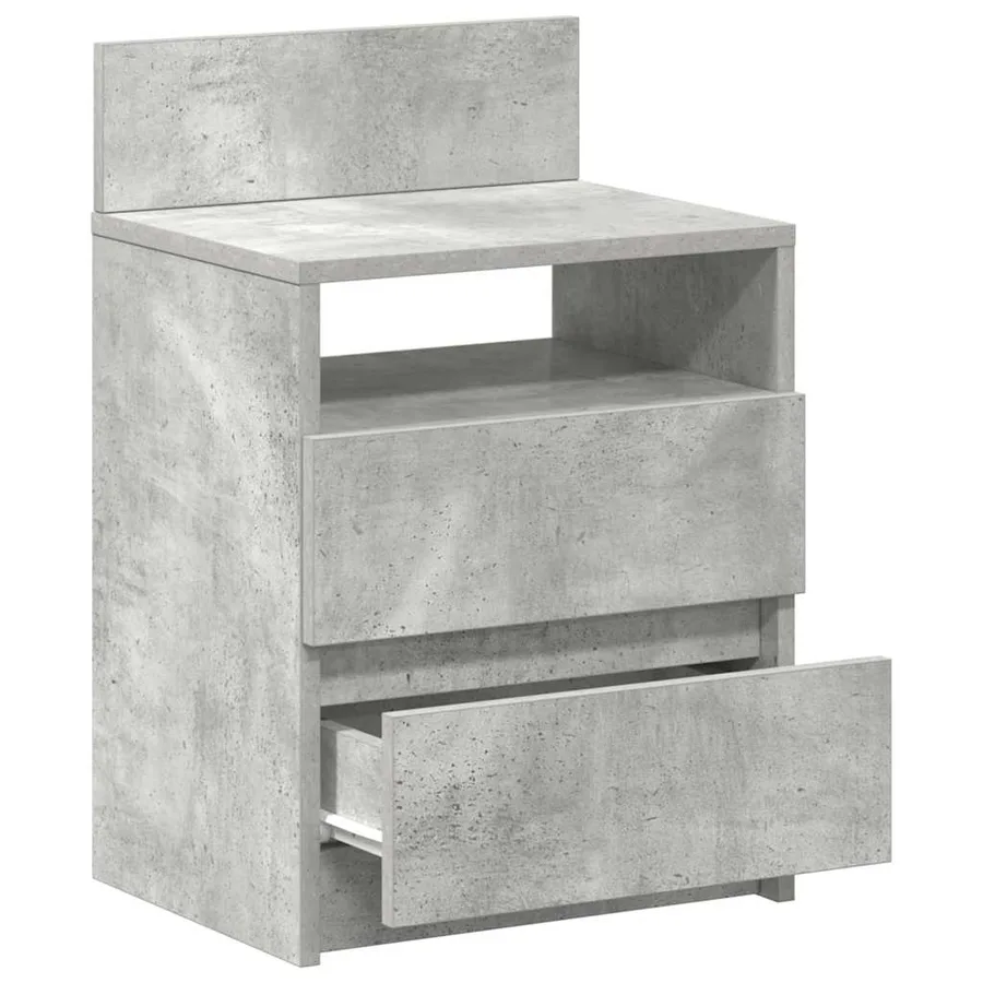 Table de chevet à 2 tiroirs Gris béton 40x33x60 cm - 5