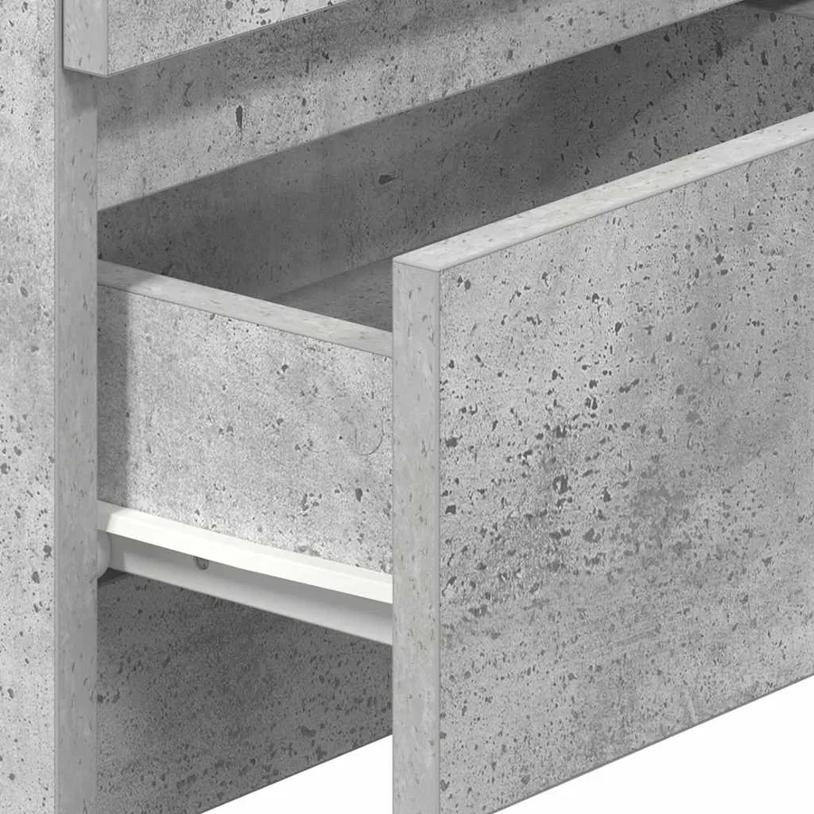 Table de chevet à 2 tiroirs Gris béton 40x33x60 cm - 8