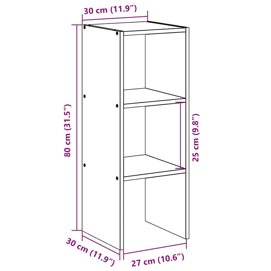 Bibliothèque empilable gris béton 30x30x80 cm bois d'ingénierie - 9