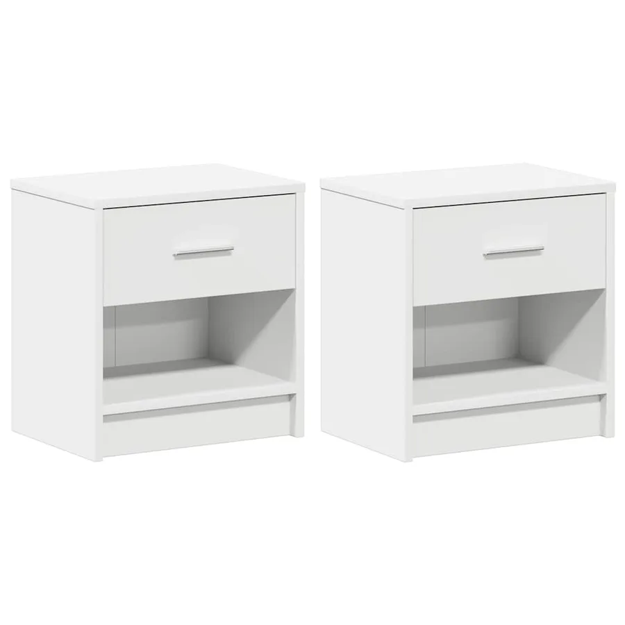 Tables de chevet 2 pcs avec tiroir Blanc 39x28x41 cm - 2