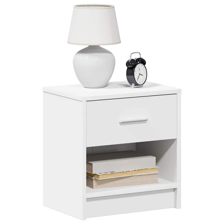 Tables de chevet 2 pcs avec tiroir Blanc 39x28x41 cm - 3