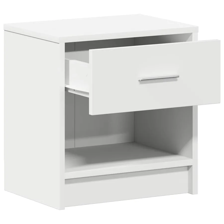 Tables de chevet 2 pcs avec tiroir Blanc 39x28x41 cm - 5