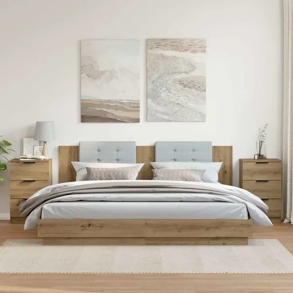 Tables de chevet 2 pcs chêne artisanal bois d'ingénierie