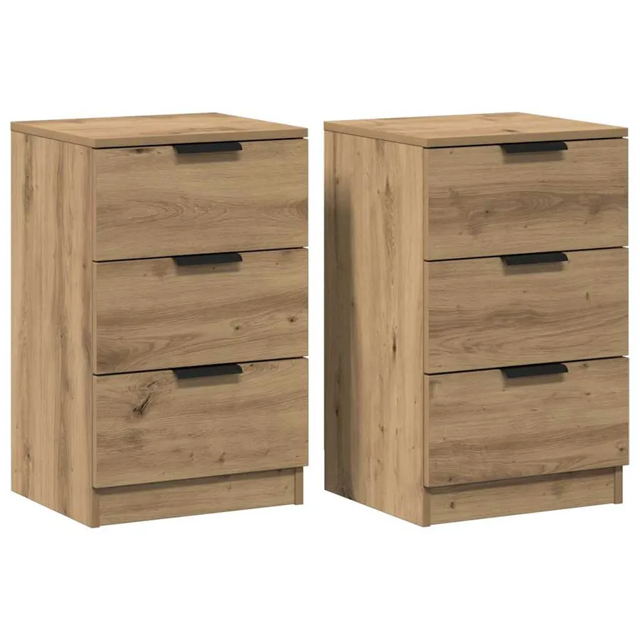Tables de chevet 2 pcs chêne artisanal bois d'ingénierie - 2