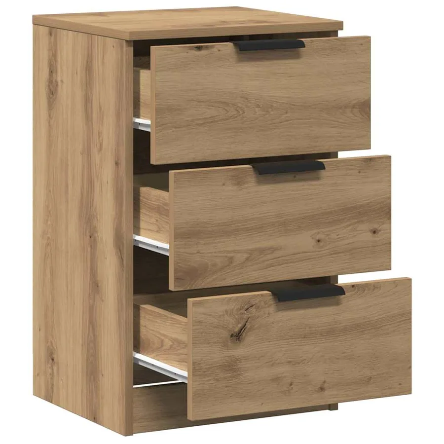 Tables de chevet 2 pcs chêne artisanal bois d'ingénierie - 5