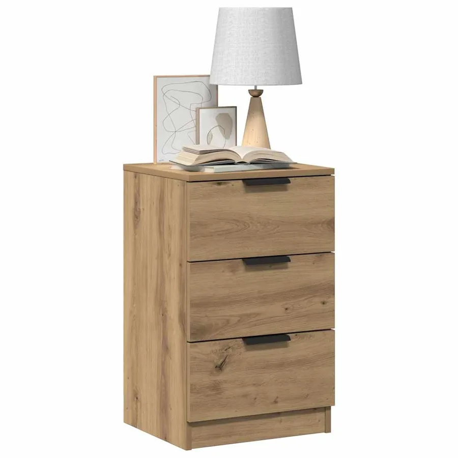 Tables de chevet 2 pcs chêne artisanal bois d'ingénierie - 8