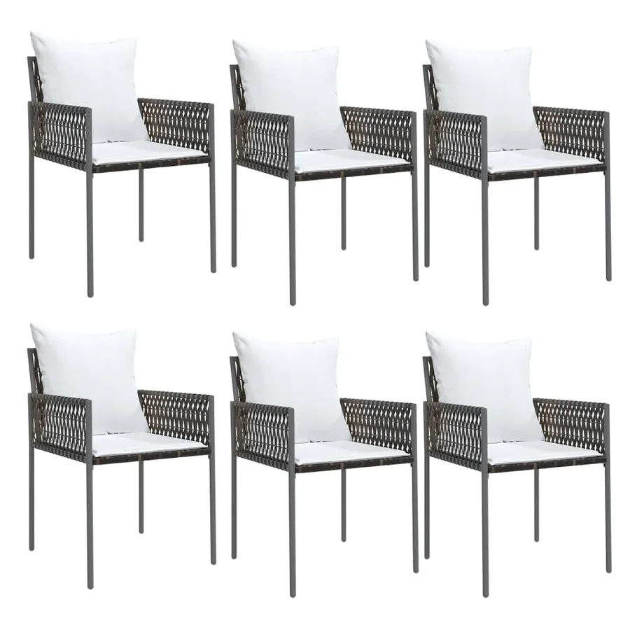 Ensemble à manger de jardin 7 pcs coussins résine tressée acier - 4