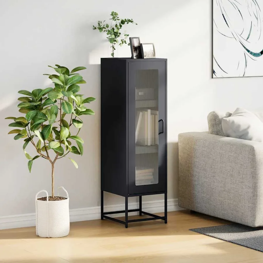 Buffet haut anthracite 36x39x123 cm acier laminé à froid - 3