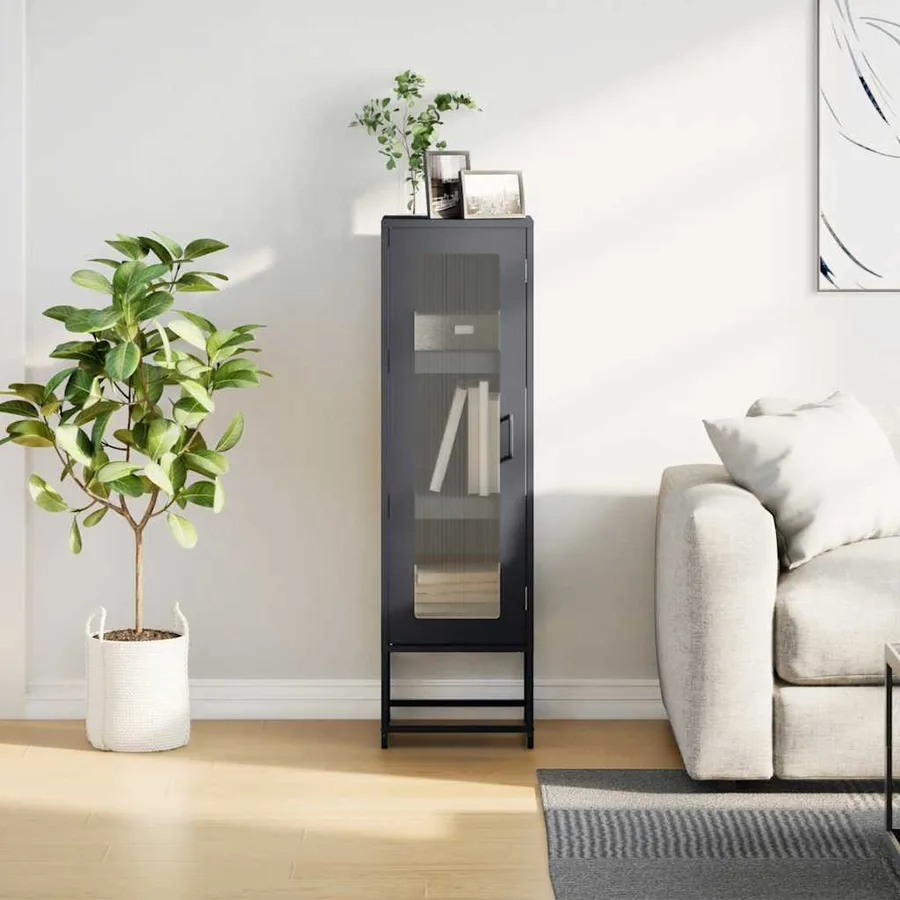 Buffet haut anthracite 36x39x123 cm acier laminé à froid - 4