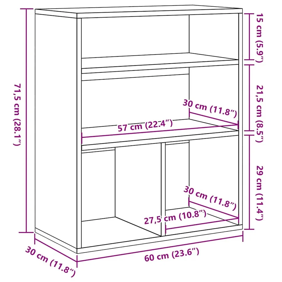Bibliothèque vieux bois 60x30x71,5 cm bois d'ingénierie - 9