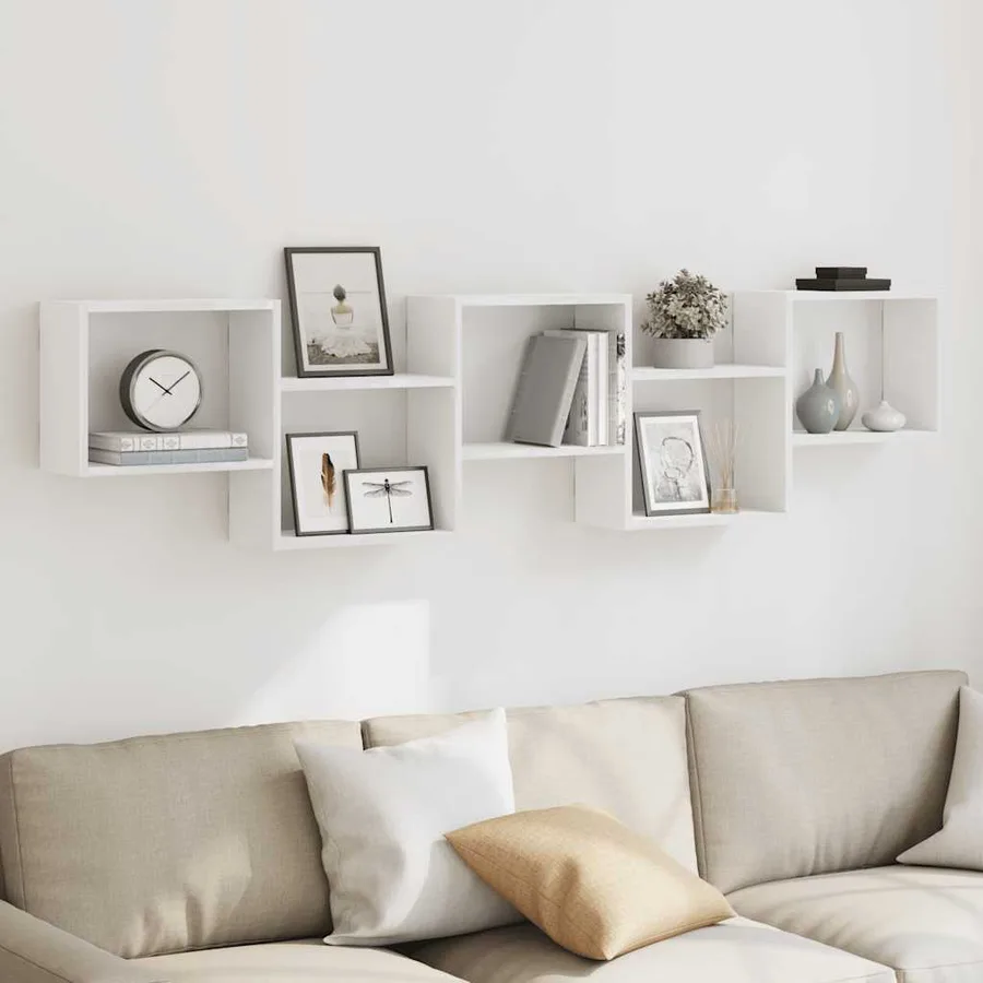 Étagère cube murale 5 compartiments blanc bois d'ingénierie - 3
