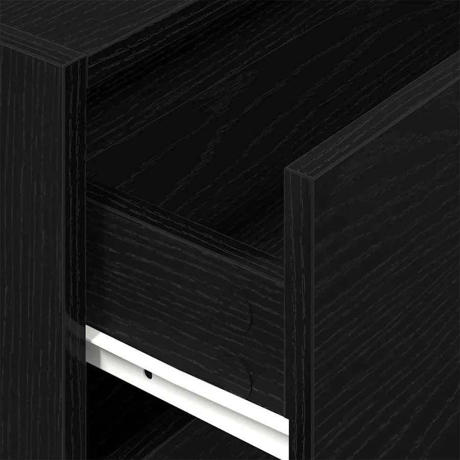 Armoire avec 2 tiroirs chêne noir 60x31x40 cm bois d'ingénierie - 8