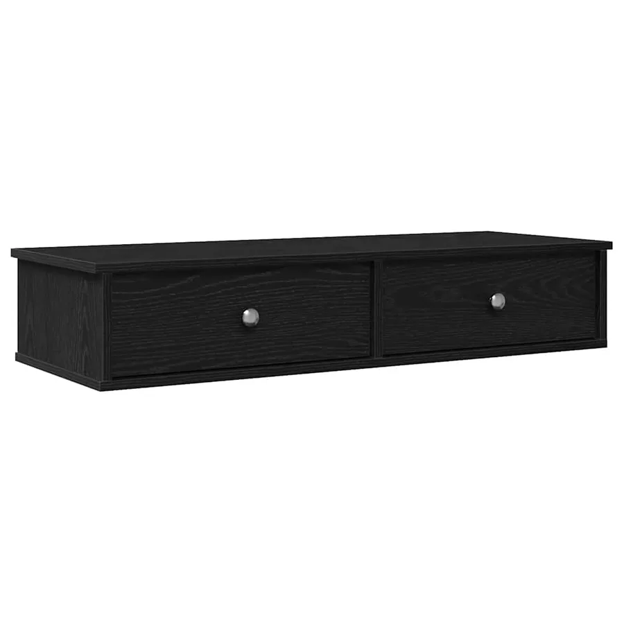 Étagère murale et tiroirs noir 100x37,5x19 cm bois d'ingénierie - 2