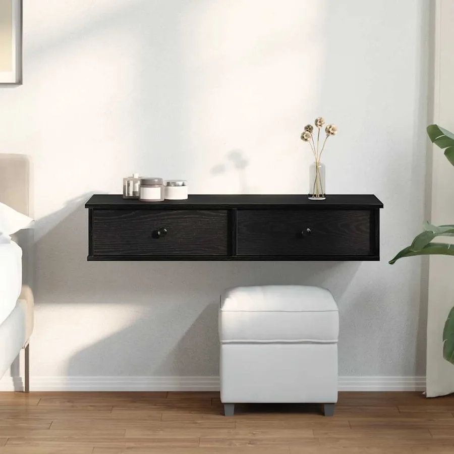 Étagère murale et tiroirs noir 100x37,5x19 cm bois d'ingénierie - 3