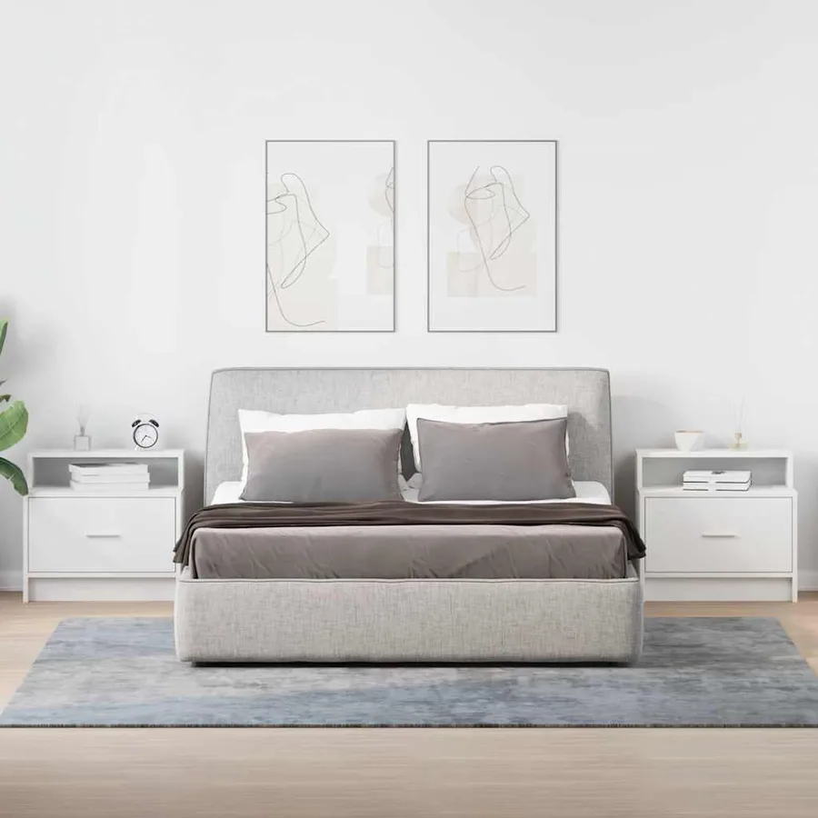Table de chevet avec tiroir 2 pcs blanc 51x31x47 cm - 3