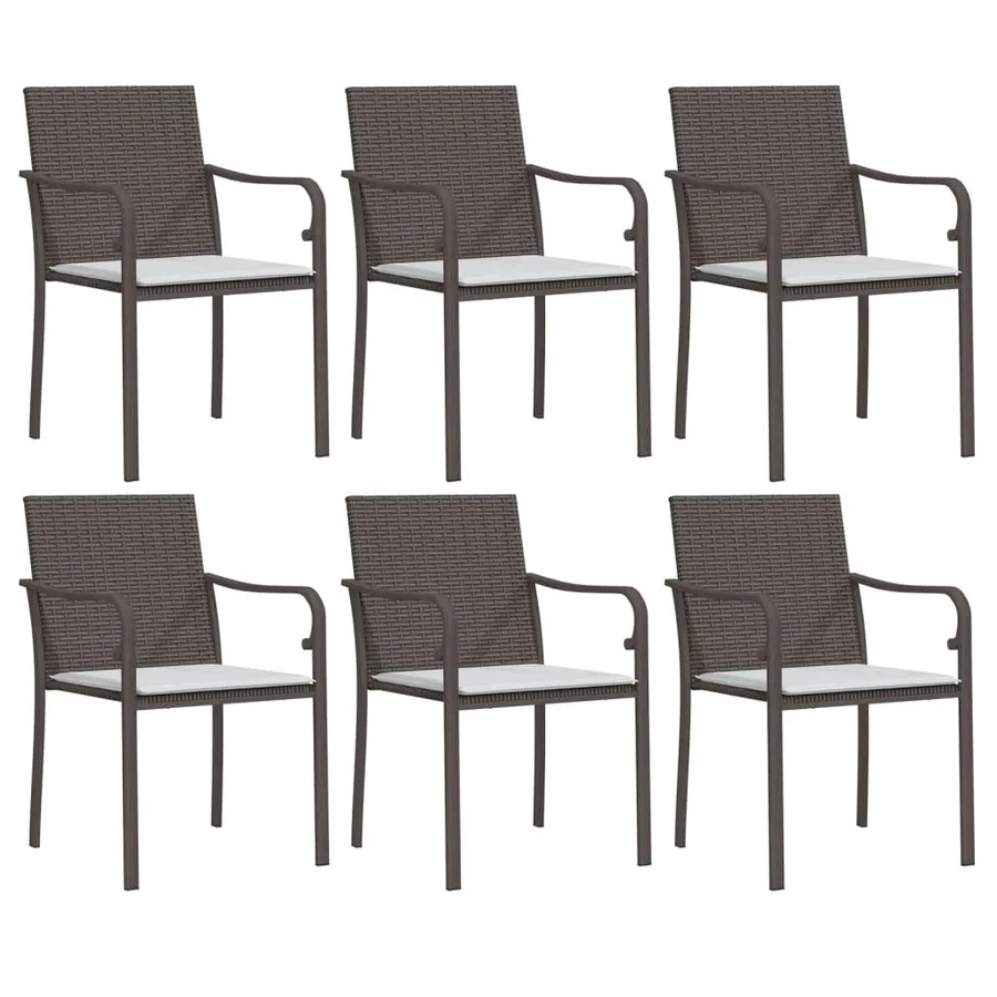 Ensemble à manger de jardin 7 pcs coussins résine tressée acier - 4