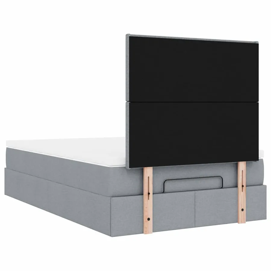 Cadre de lit ottoman et matelas gris clair 120x200 cm tissu - 12