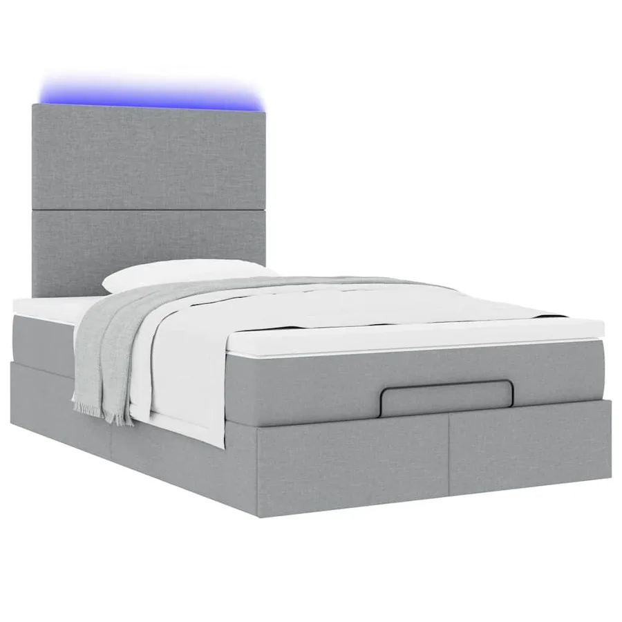 Cadre de lit ottoman et matelas gris clair 120x200 cm tissu - 6