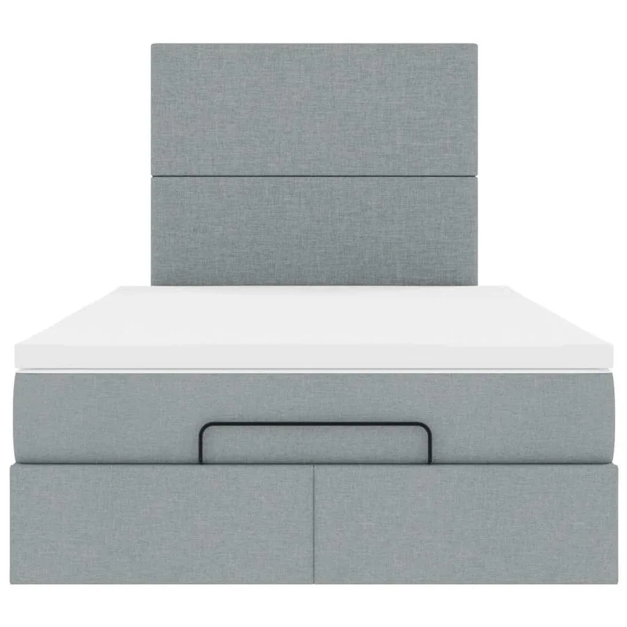 Cadre de lit ottoman et matelas gris clair 120x200 cm tissu - 8