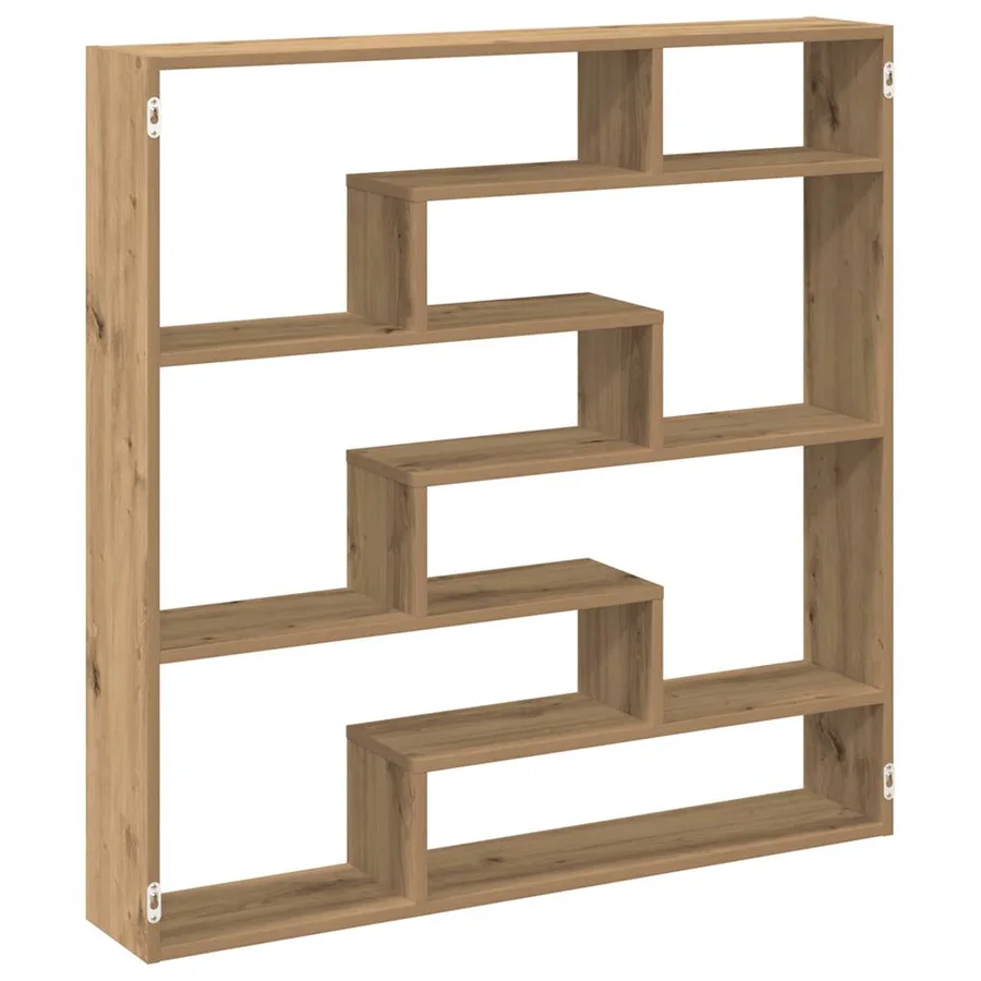 Étagère cube murale 7 compartiments chêne artisanal - 2