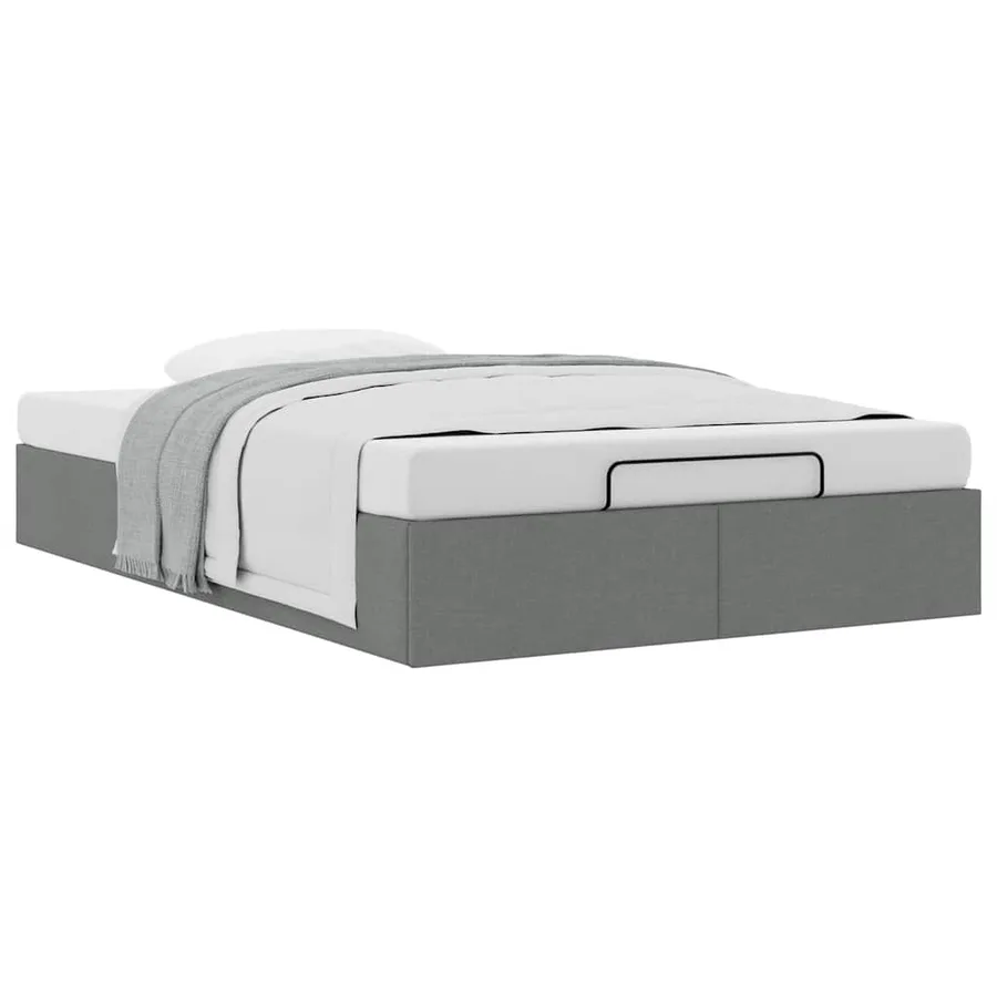 Cadre de lit ottoman sans matelas gris foncé 120x200 cm tissu - 5